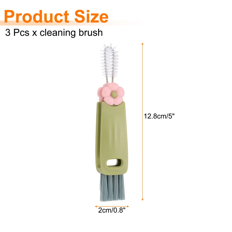 3pcs Cup Lid Cleaning Brush, Flower Water Bottle Cleaner Brush Green