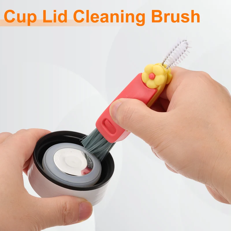 3pcs Cup Lid Cleaning Brush, Flower Water Bottle Cleaner Brush Green