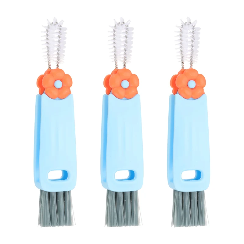3pcs Cup Lid Cleaning Brush, Flower Water Bottle Cleaner Brush Blue