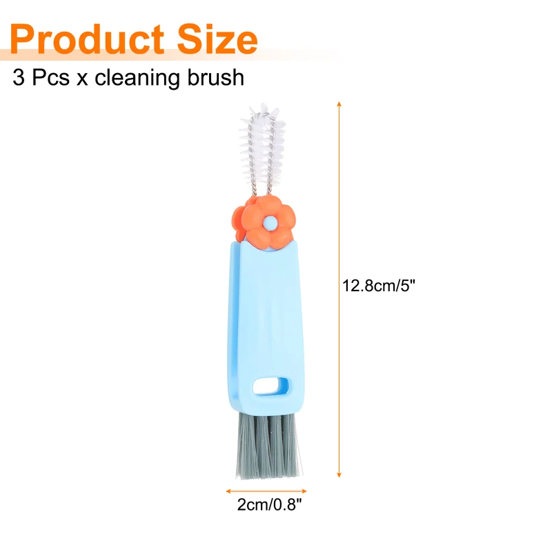 3pcs Cup Lid Cleaning Brush, Flower Water Bottle Cleaner Brush Blue