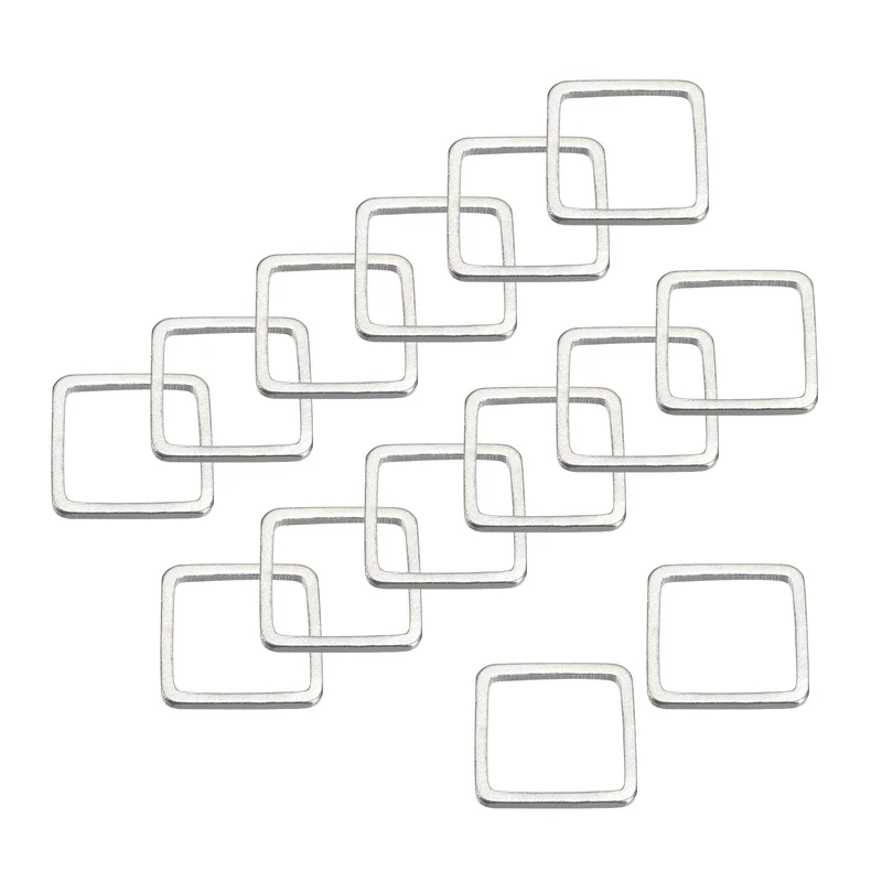 Square Beading Hoop Link Geometric Linking Ring 0.4"x0.4" Silver Tone 20pcs