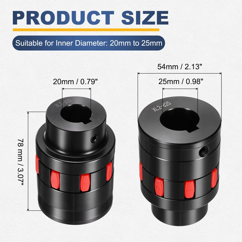 XL2 Type Flexible Elastic Shaft Coupling Bore 20-25mm D54 45 Steel Coupler