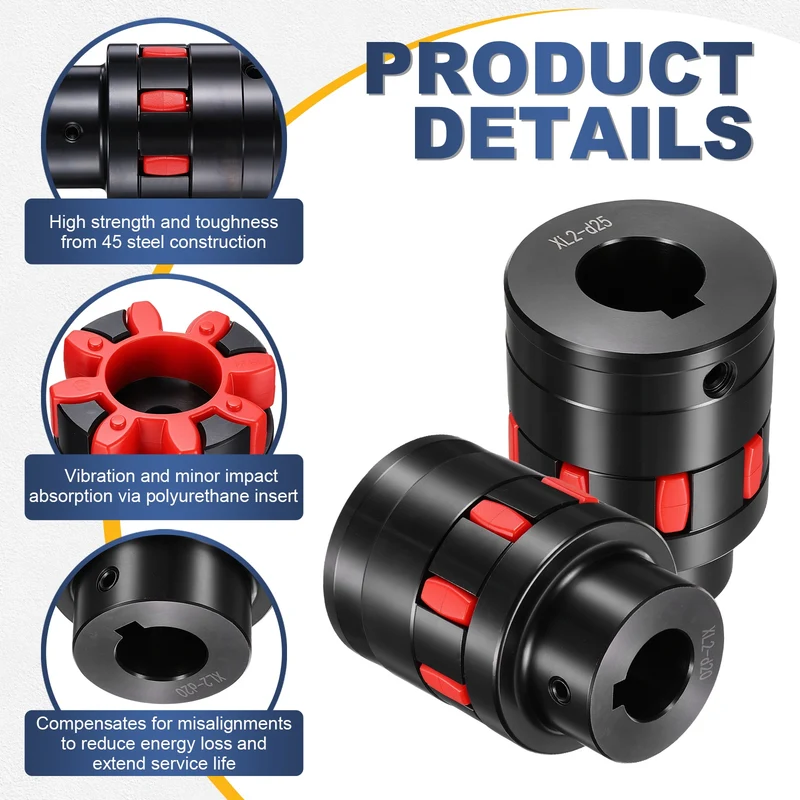 XL2 Type Flexible Elastic Shaft Coupling Bore 20-25mm D54 45 Steel Coupler