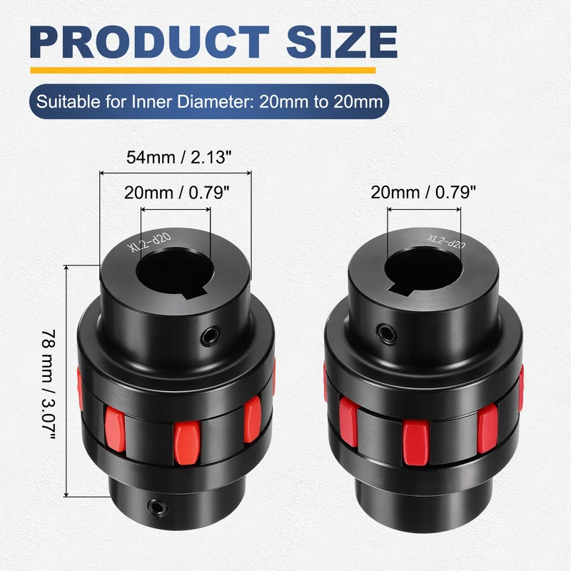 XL2 Type Flexible Elastic Shaft Coupling Bore 20-20mm D54 45 Steel Coupler