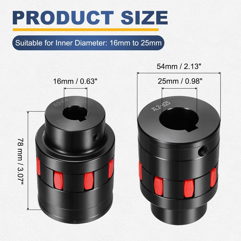 XL2 Type Flexible Elastic Shaft Coupling Bore 16-25mm D54 45 Steel Coupler