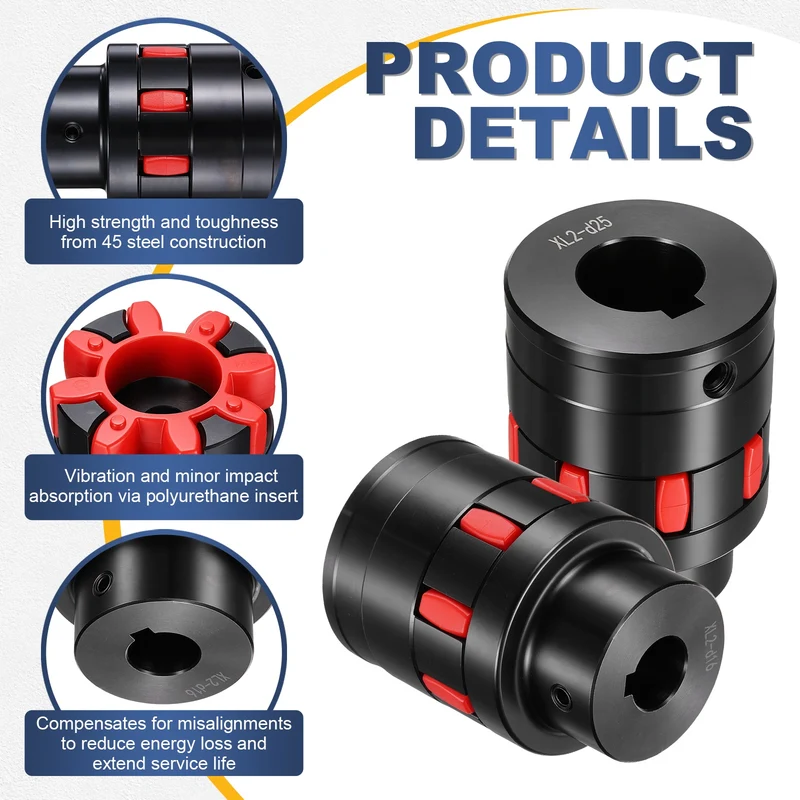 XL2 Type Flexible Elastic Shaft Coupling Bore 16-25mm D54 45 Steel Coupler