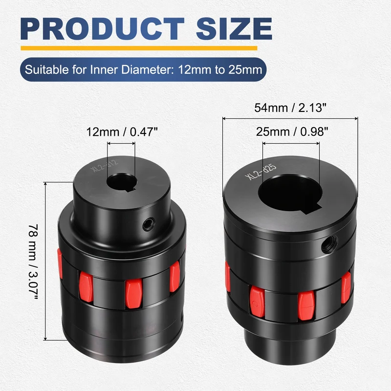 XL2 Type Flexible Elastic Shaft Coupling Bore 12-25mm D54 45 Steel Coupler