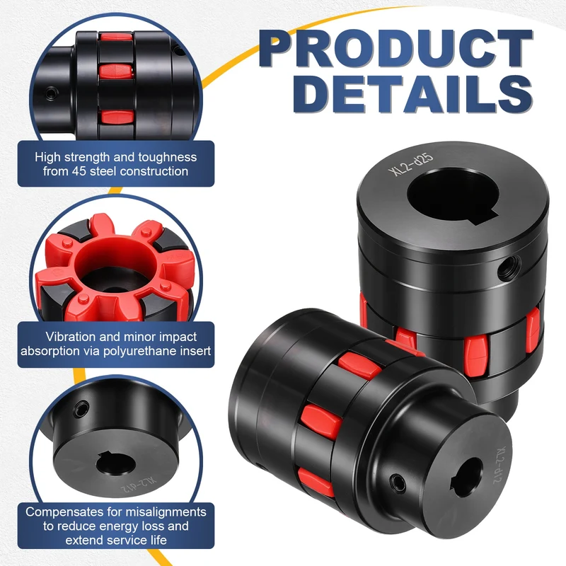XL2 Type Flexible Elastic Shaft Coupling Bore 12-25mm D54 45 Steel Coupler