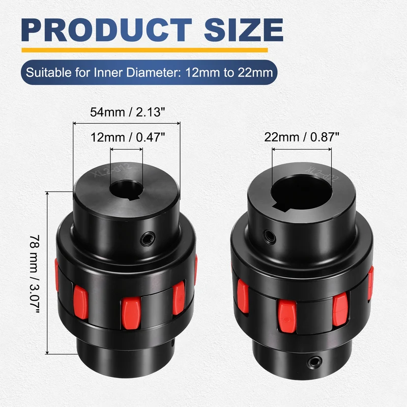 XL2 Type Flexible Elastic Shaft Coupling Bore 12-22mm D54 45 Steel Coupler
