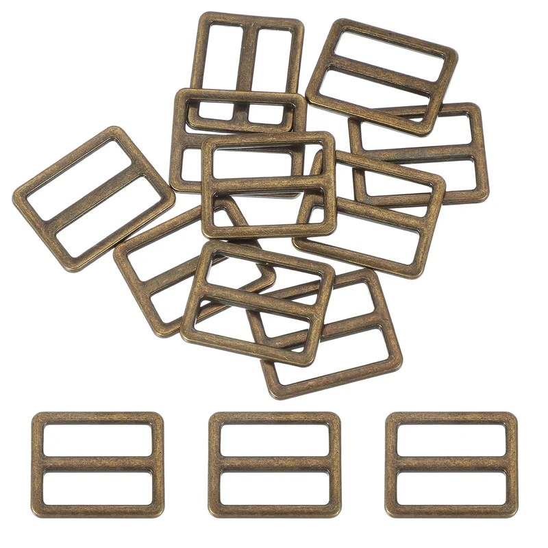 10 Pcs Metal Tri-glide Slide Buckle, 25mm Slider Strap Fastener, Copper