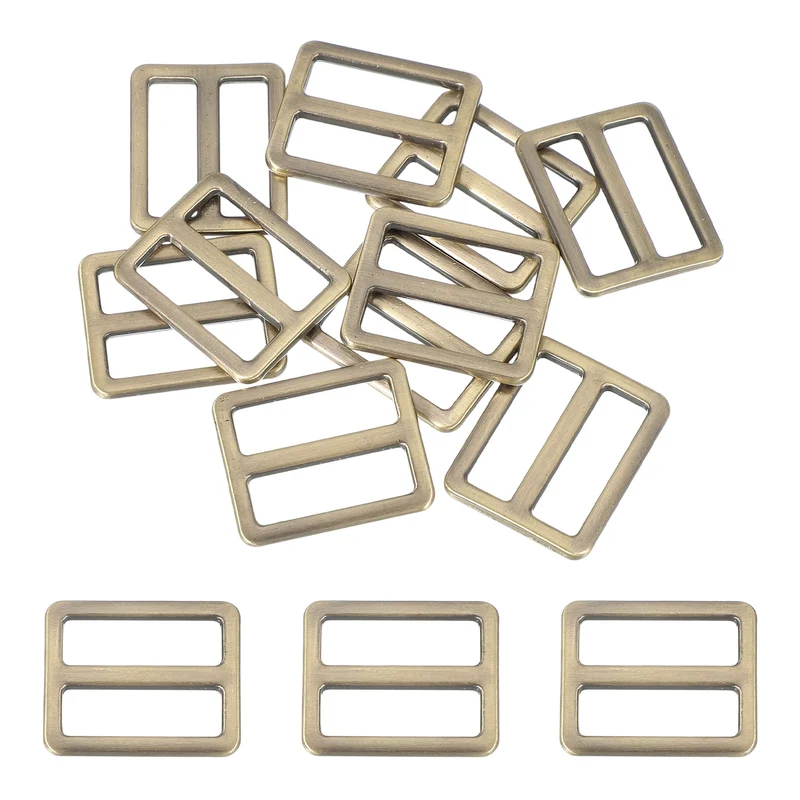 10 Pcs Metal Tri-glide Slide Buckle, 25mm Slider Strap Fastener, Bronze