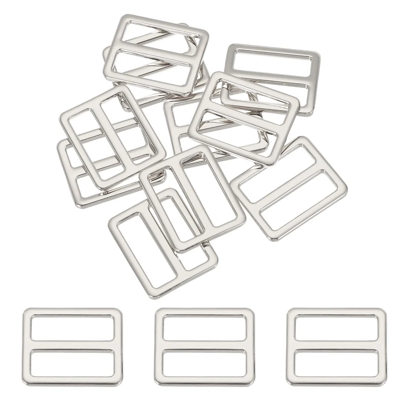 10 Pcs Metal Tri-glide Slide Buckle, 25mm Slider Strap Fastener, Silver
