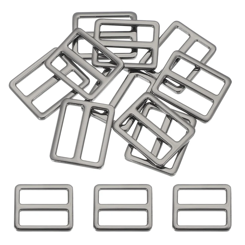 10 Pcs Metal Tri-glide Slide Buckle, 25mm Slider Strap Fastener, Bright Black