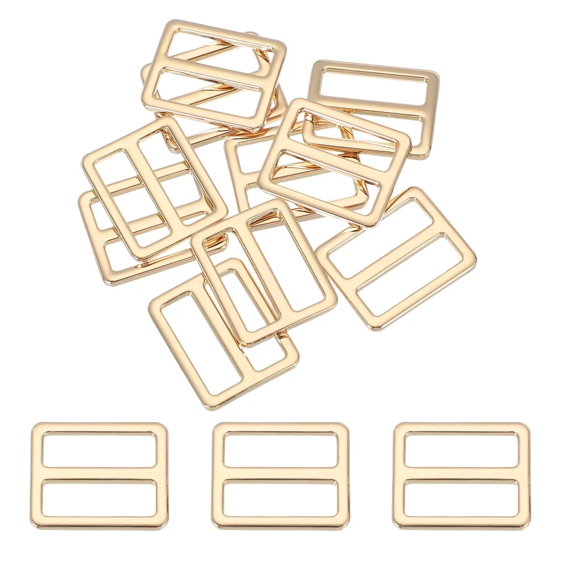 10 Pcs Metal Tri-glide Slide Buckle, 25mm Slider Strap Fastener, Gold