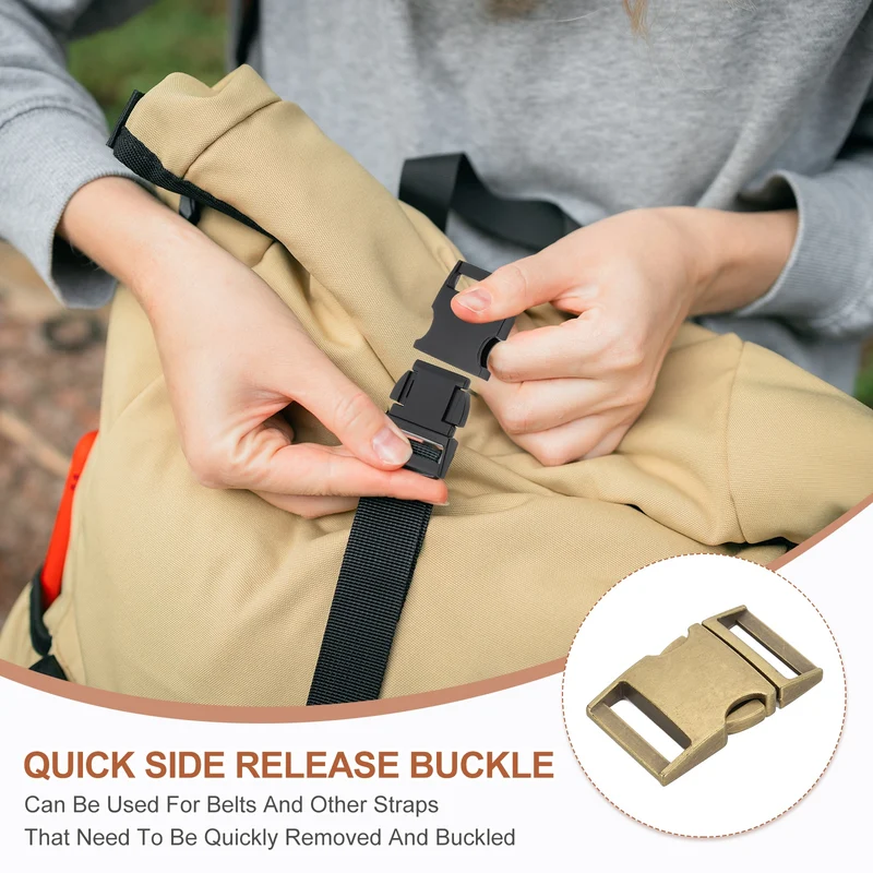 2Pcs 1" Quick Side Release Buckle Metal Buckles Replacement Clips Bronze