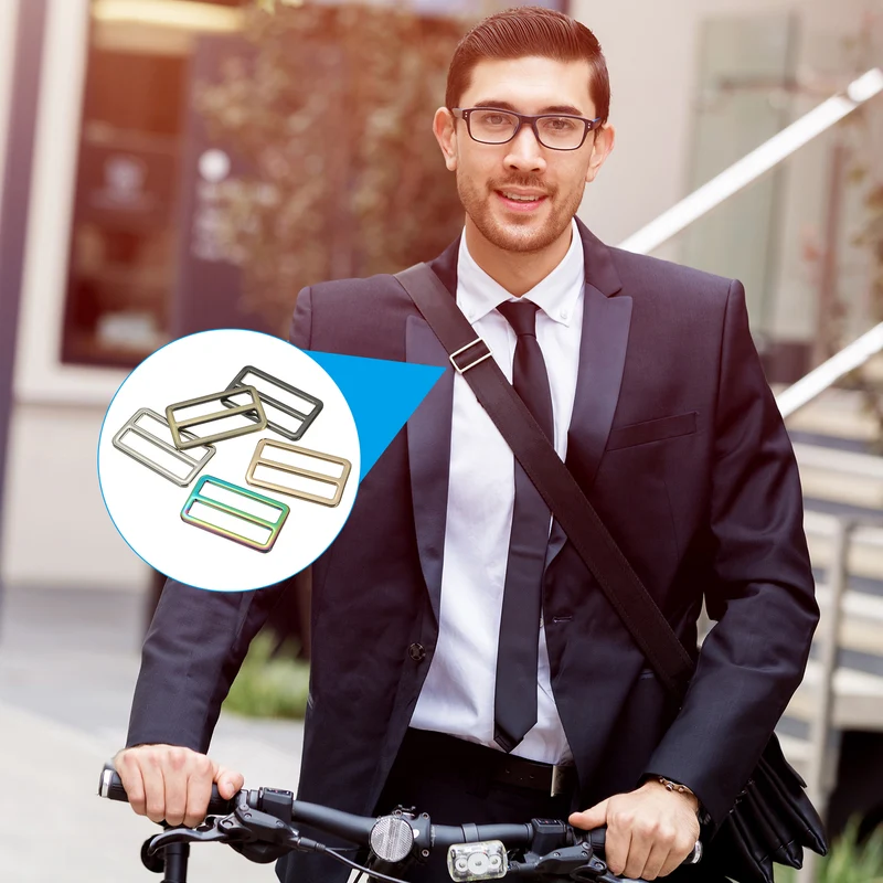 Flat Metal Slide Buckle, 10 Pcs Tri-glide Sliders Webbing Strap Belt Adjuster for Strap Keeper Leathercraft DIY Bag Belt Purse Making Light Golden