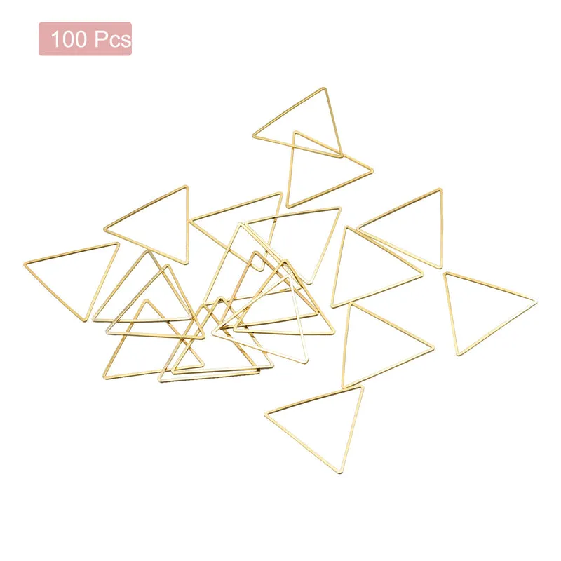 Triangle Earring Beading Hoop Hollow Frame Charm 29mm/ 1.1" Brass Tone, 100pcs