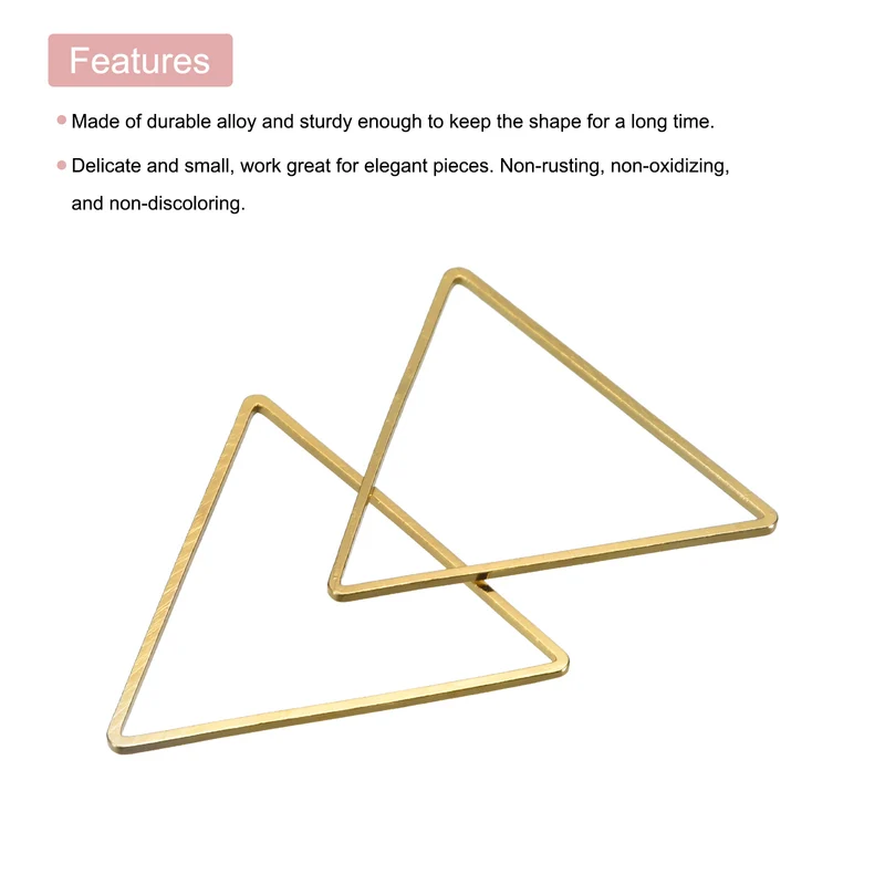 Triangle Earring Beading Hoop Hollow Frame Charm 29mm/ 1.1" Brass Tone, 100pcs