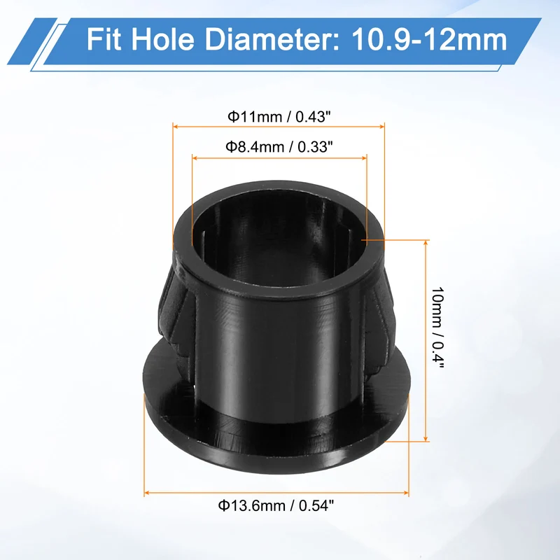 28 Pcs 7/16" Mounting Dia Black Round Nylon Snap in Cable Grommet Protector