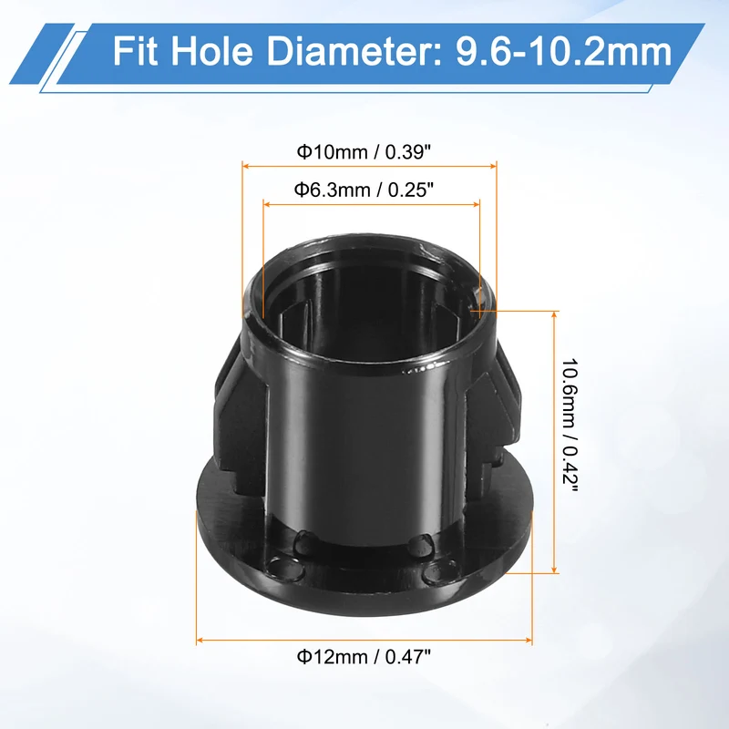 38Pcs 3/8" Mounting Dia Black Round Nylon Snap in Cable Grommet Protector