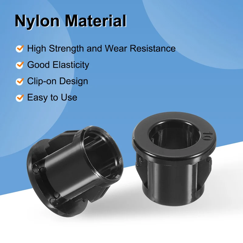 38Pcs 3/8" Mounting Dia Black Round Nylon Snap in Cable Grommet Protector