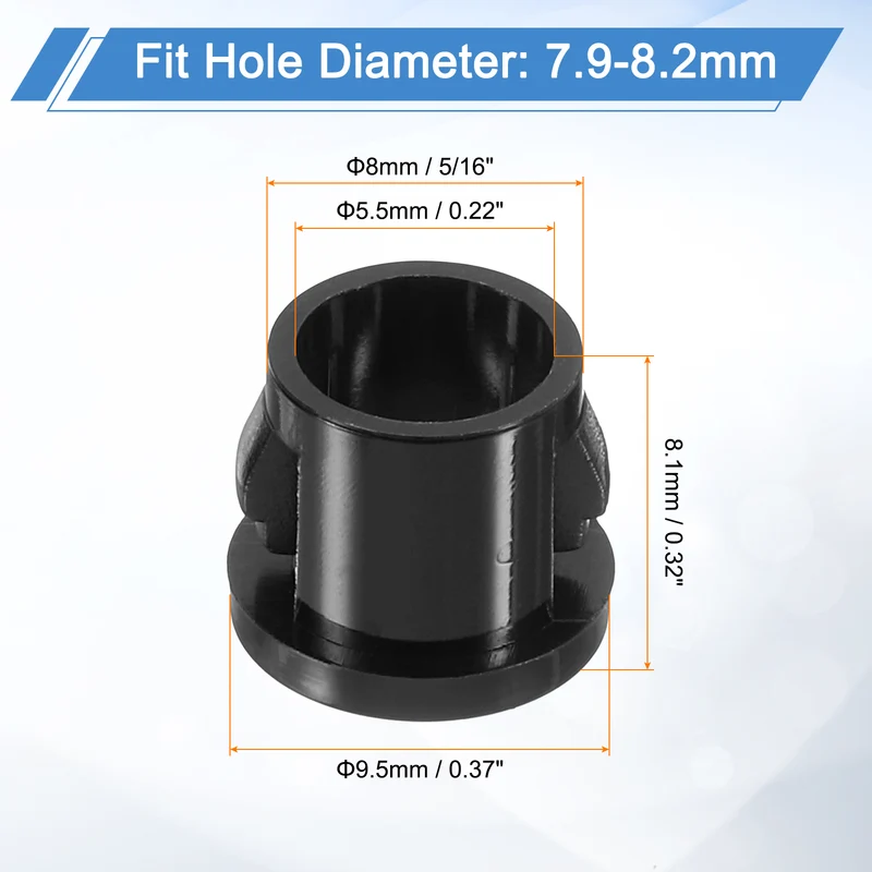 28 Pcs 5/16" Mounting Dia Black Round Nylon Snap in Cable Grommet Protector