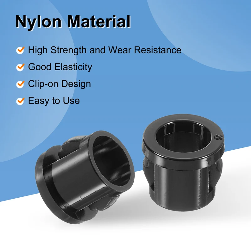 28 Pcs 5/16" Mounting Dia Black Round Nylon Snap in Cable Grommet Protector