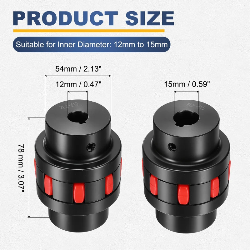 XL2 Type Flexible Elastic Shaft Coupling Bore 12-15mm D54 45 Steel Coupler