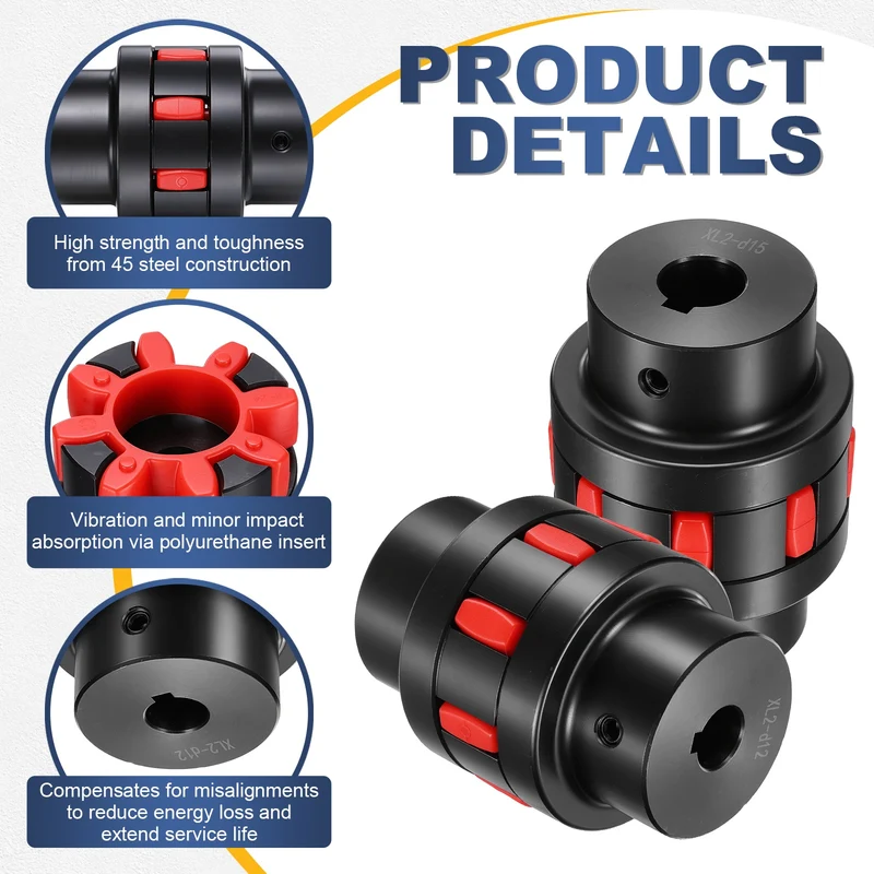 XL2 Type Flexible Elastic Shaft Coupling Bore 12-15mm D54 45 Steel Coupler