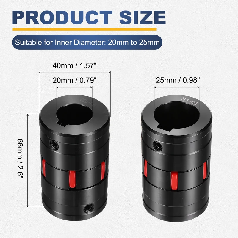 XL1 Type Flexible Elastic Shaft Coupling Bore 20-25mm D40 45 Steel Coupler
