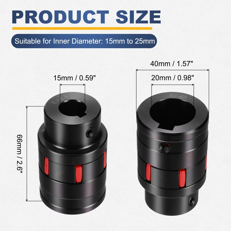 XL1 Type Flexible Elastic Shaft Coupling Bore 15-25mm D40 45 Steel Coupler