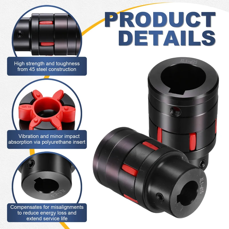 XL1 Type Flexible Elastic Shaft Coupling Bore 15-25mm D40 45 Steel Coupler