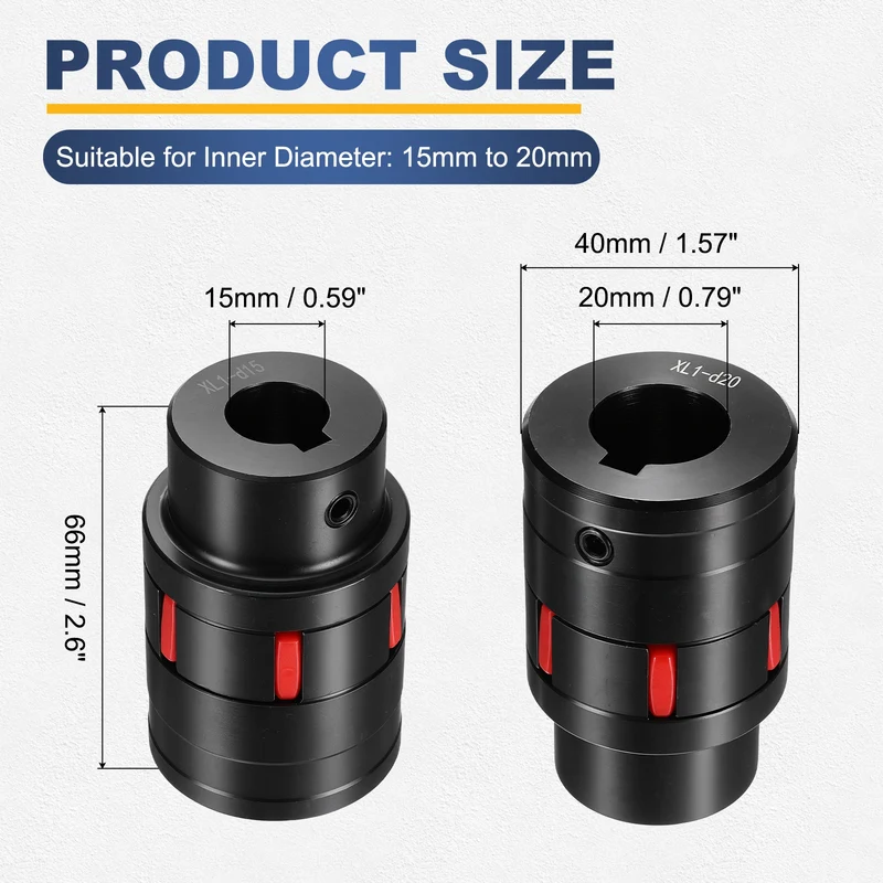 XL1 Type Flexible Elastic Shaft Coupling Bore 15-20mm D40 45 Steel Coupler