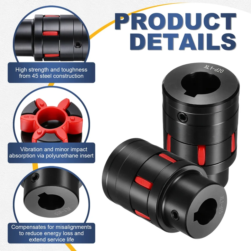 XL1 Type Flexible Elastic Shaft Coupling Bore 15-20mm D40 45 Steel Coupler