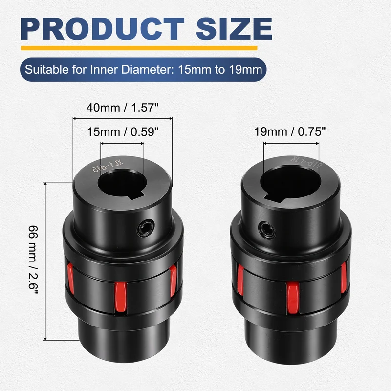 XL1 Type Flexible Elastic Shaft Coupling Bore 15-19mm D40 45 Steel Coupler