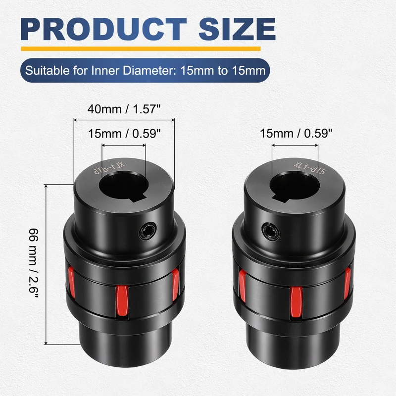 XL1 Type Flexible Elastic Shaft Coupling Bore 15-15mm D40 45 Steel Coupler