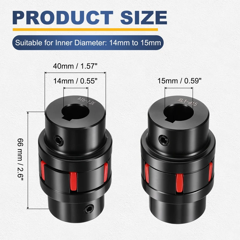XL1 Type Flexible Elastic Shaft Coupling Bore 14-15mm D40 45 Steel Coupler