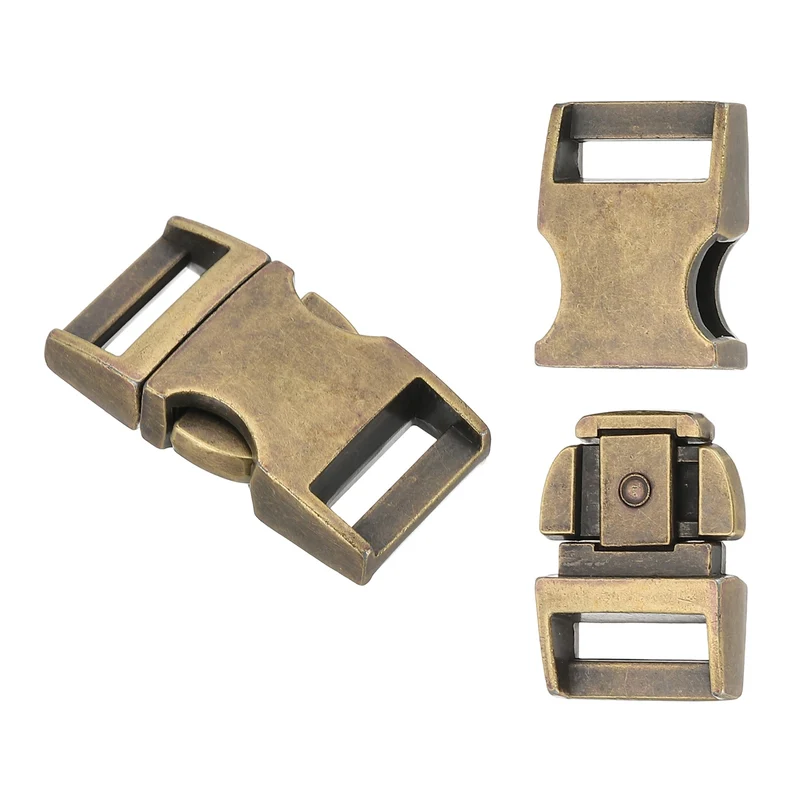2Pcs 9/16" Quick Side Release Buckle Metal Buckles Replacement Clips Bronze