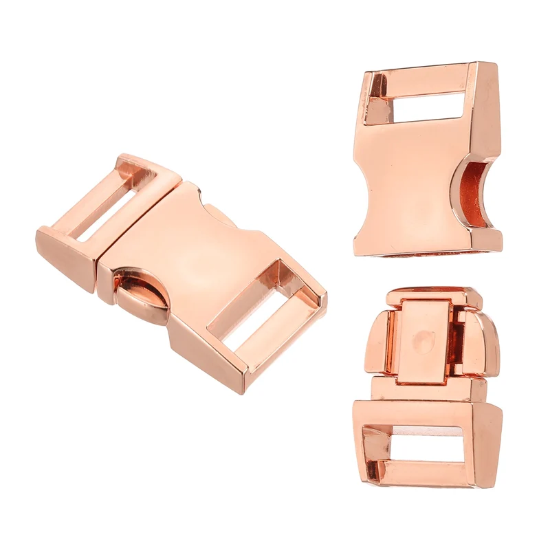 2Pcs 9/16" Quick Side Release Buckle Metal Buckles Replacement Clips Rose Golden