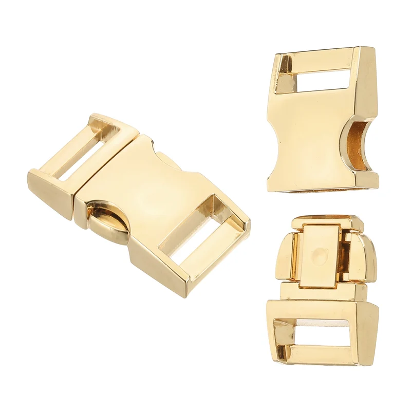 2Pcs 9/16" Quick Side Release Buckle Metal Buckles Replacement Clips Golden