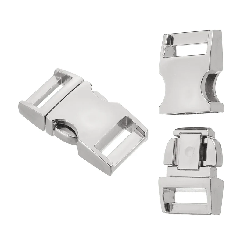 2Pcs 9/16" Quick Side Release Buckle Metal Buckles Replacement Clips Silver