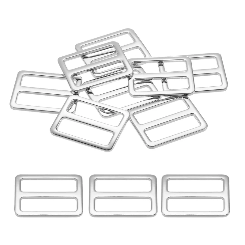Metal Tri-glide Slide Buckle 32mm, 8Pcs Adjuster Slider Strap Fastener Silver