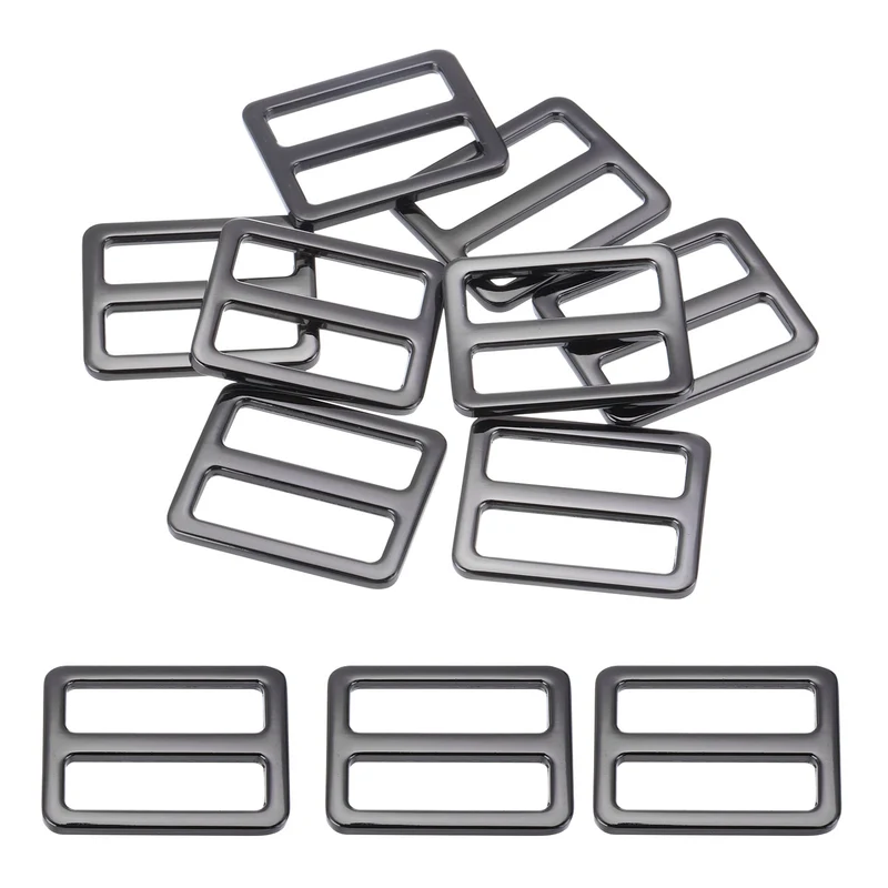 Metal Tri-glide Slide Buckle 32mm,8Pcs Adjuster Slider Strap Fastener, Black