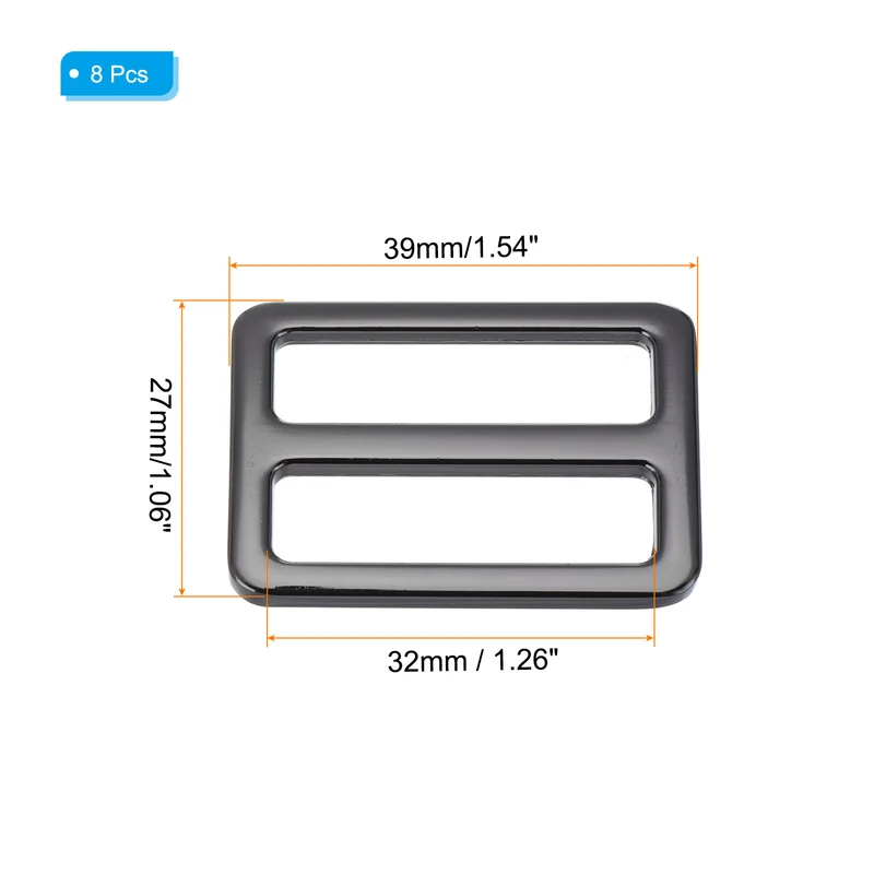 Metal Tri-glide Slide Buckle 32mm,8Pcs Adjuster Slider Strap Fastener, Black