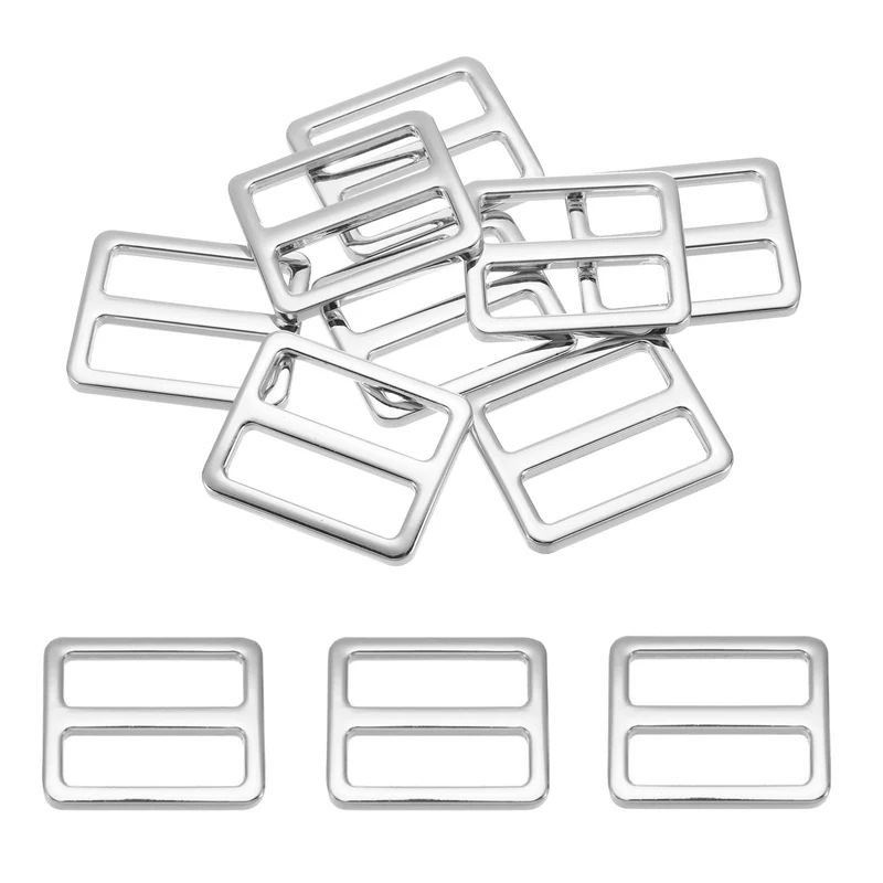 Metal Tri-glide Slide Buckle 25mm, 8Pcs Adjuster Slider Strap Fastener, Silver