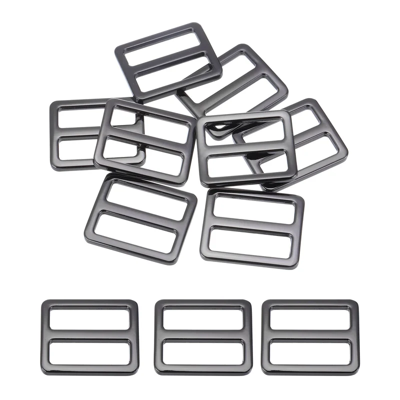 Metal Tri-glide Slide Buckle 25mm, 8Pcs Adjuster Slider Strap Fastener Black