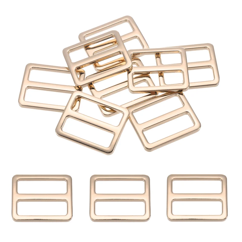 Metal Tri-glide Slide Buckle 25mm,8Pcs Adjuster Slider Strap Fastener Light Gold