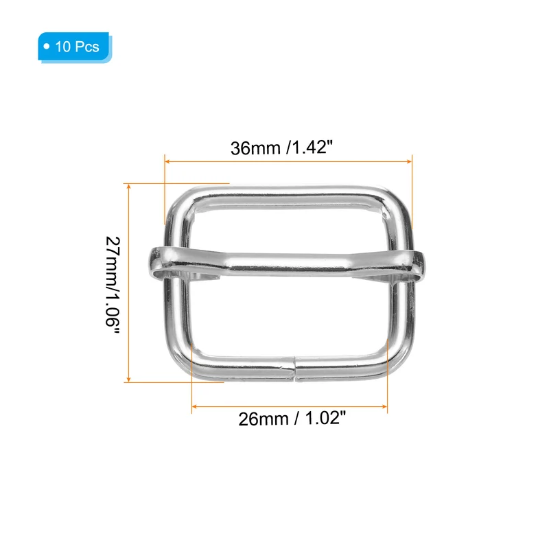 Metal Adjustable Slide Buckle 26mm 10Pcs Tri-Glide Suspender Strap Slider,Silver