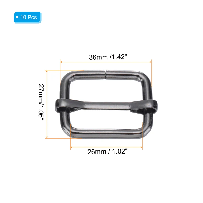 Metal Adjustable Slide Buckle 26mm 10Pcs Tri-Glide Suspender Strap Slider,Black