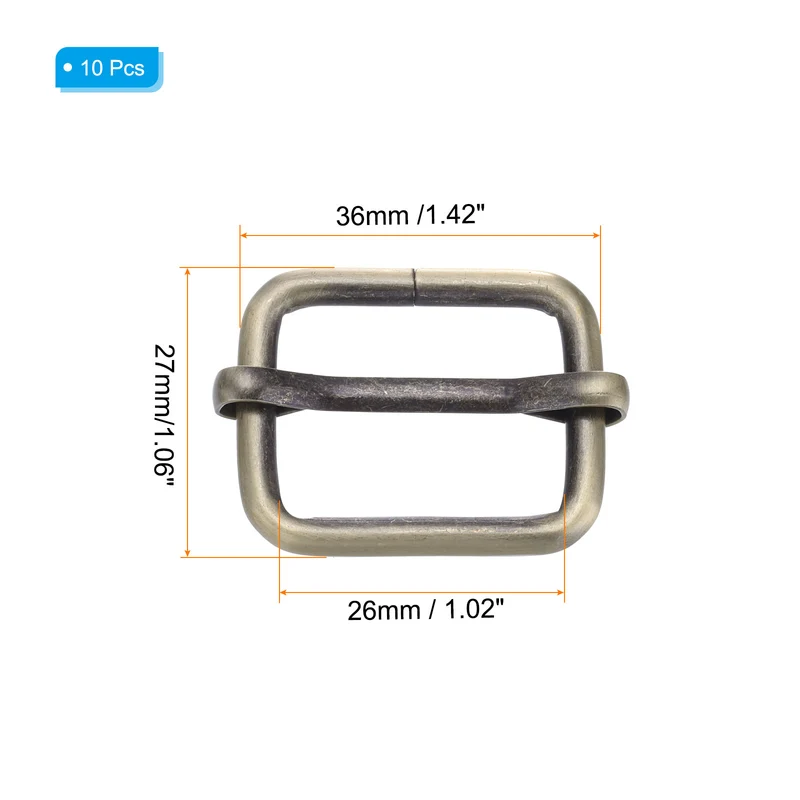 Metal Adjustable Slide Buckle 26mm 10Pcs Tri-Glide Suspender Strap Slider,Copper